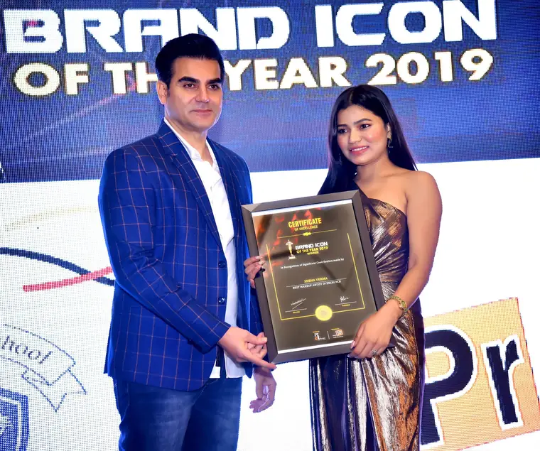 Certificate of excellence, Brand Icon of the Year 2019, presented to Sneha Verma